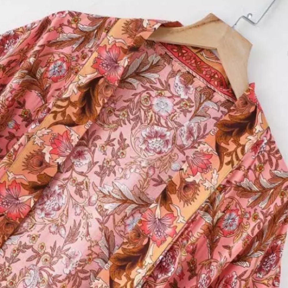 Floral & Paisley Print Kimono Bohemian Duster Wrap Coverup Top Casual - Picture 4 of 12